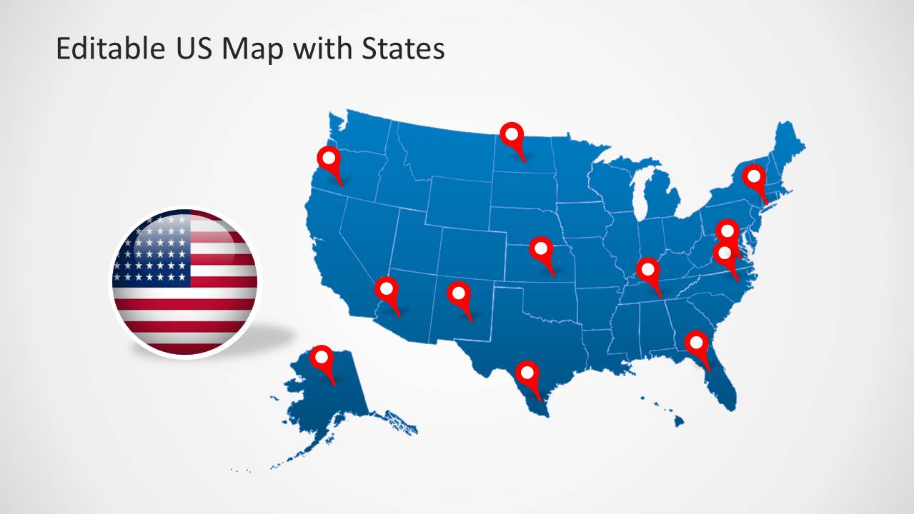 US Map Template for PowerPoint with Editable States